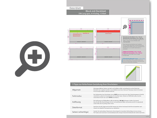 Product Bild block_mit_leimbindung_und_deckblatt__din_lang_quer__10_blatt__4_4_farbig_beidseitig_bedruckt